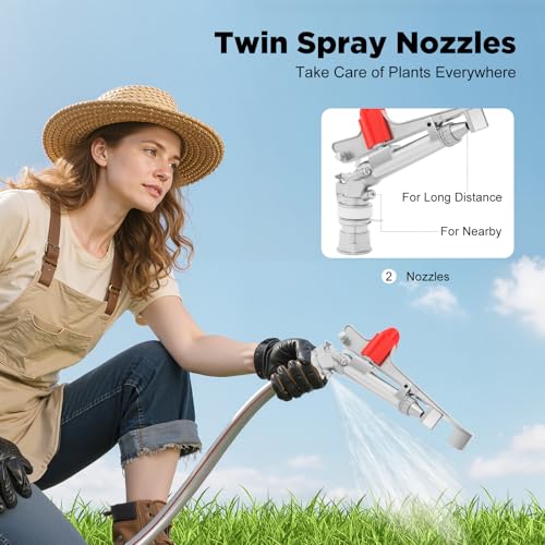 Professional Adjustable Irrigation Spray Gun, 2.8 Inch Bore, 360° Rotating Sprinkler with Dual Nozzles, Covers up to 262ft for Large Lawns, Farms, Gardens & Agricultural Watering - color: High-Flow - 2.8" Bore