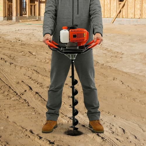 52CC Gas Powered Post Hole Digger, 3 Auger Bits (4", 6", 8") - color: 52CC,1.98HP