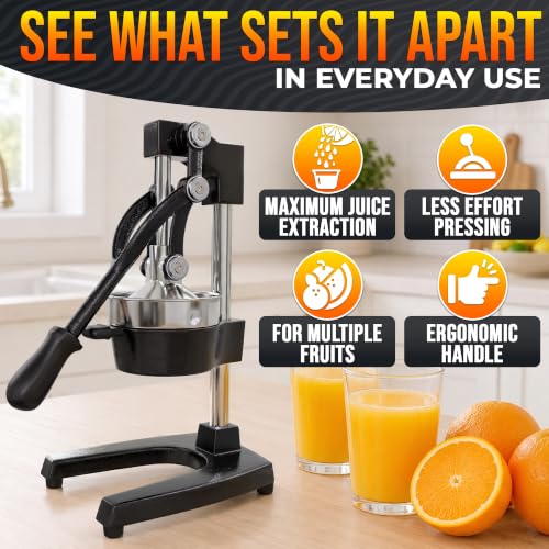 Cast Iron Juicer Hand Press, Heavy-Duty Squeezer (Black) - color: Black