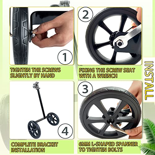 19.48" Adjustable Height String Trimmer Support Wheel with 26mm Handle Clamp, 6" Wheels Walk Behind String Trimmer Auxiliary Attachment for Easy Push Weed Trimmer Grass Cutter