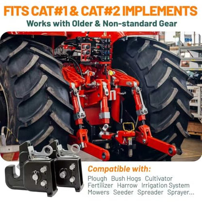 2026 Upgraded Cat 1&2 Tractor Easy Change Quick Hitch System, 3-Point Hitch - color: Black