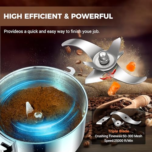 LEEVOT Grain Mill 500g Commercial Spice Grinders Electric 1500W Stainless Steel Pulverizer Dry Grinder for Grinding Wheat, Oats, Corn, Pepper, and Coffee Beans – Grinder for Kitchen. - size: 500G