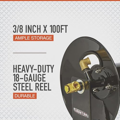 Ironton Air Hose Reel - holds 3/8in. x 100ft. Hose