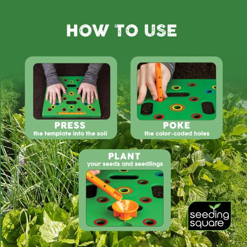 Seed Spacer Tool and Row Seeder Bundle for Raised Beds and Garden Planting. | Color-Coded Layout | Straight Lines | Even Placement | Quick Soil Imprints | Reusable | Beginner Friendly