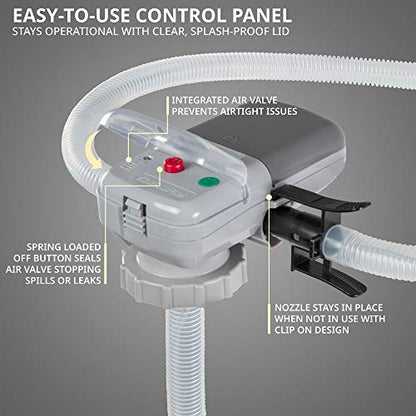 Deway Auto Fuel Transfer Pump, AA Battery, Auto-Stop, Beep Alert, Screw Cap - style: Auto-Stop & Beep Nozzle w/ 51" Plastic Hose