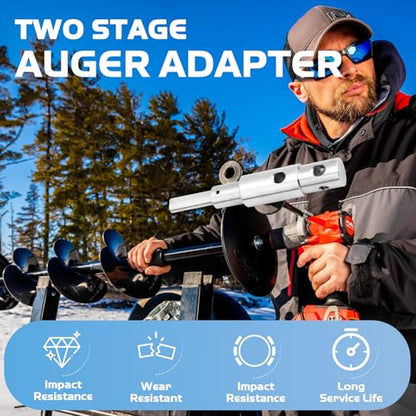 Two Stage Auger Adapter fit for 1/2" Hand Drills and 3/4 & 7/8 ID Augers