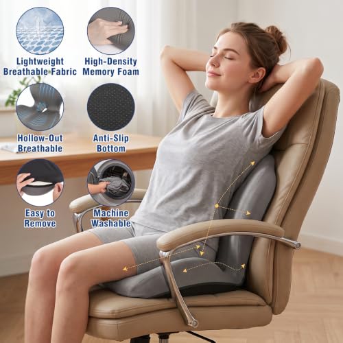 Car Seat Cushion Office Chair Cushion with Lumbar Support Pillow - color: Gray