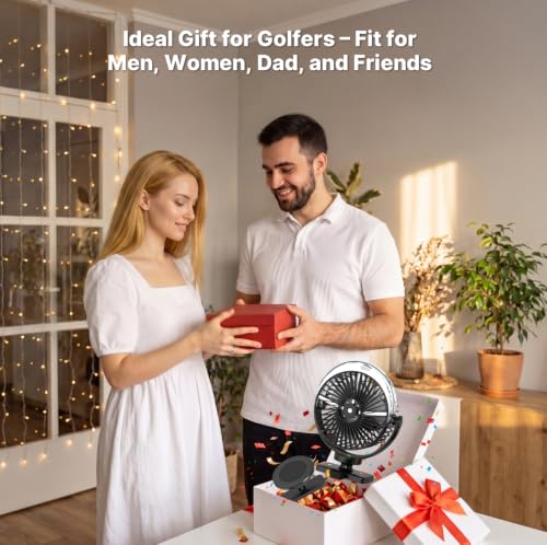 BOYISEN Magnetic Golf Cart Fan with Mister, 12000mAh Battery Portable Fan - color: Black-1 Pack+Holder