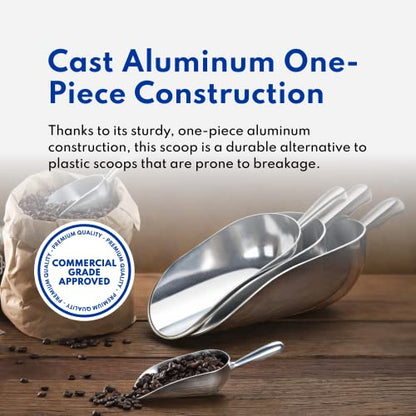 New Star Foodservice 34523 One-Piece Cast Aluminum Round Bottom Bar Ice Flour Utility Scoop, 12-Ounce, Silver - size: 12-Ounce