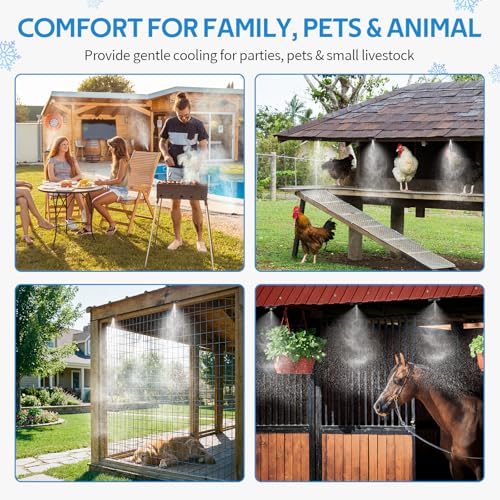 HOMENOTE Misting Cooling System, 98FT(30M) Pre-Assembled Mister Kit - size: 98FT / 30M