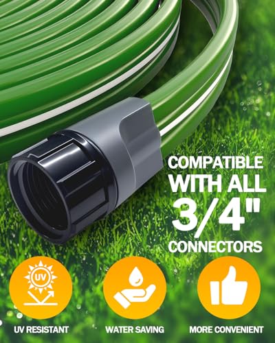 75FT Three-Tube Flat Sprinkler Hose with Holes with U-Shaped Stakes - size: 75FT