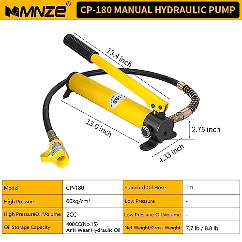 5T 6mm/0.24" Stroke Hydraulic Cylinder Jack Sets Mini Hydraulic Ram Jack Porta Power Kits Retract Automatically Split Hydraulic Single Acting Lifting Cylinders with CP-180 Hydraulic Hand Pump - size: 5T, 6mm/0.24" Stroke + CP-180 Pump