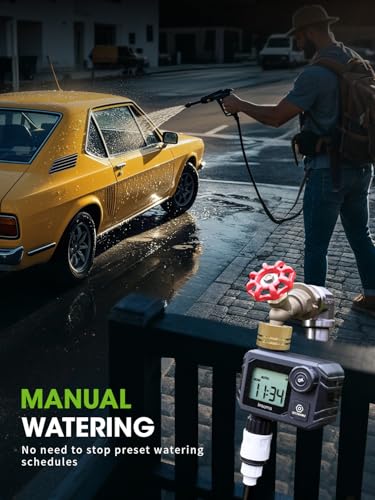 Water Timer for Garden Hose Faucet with Brass Inlet - color: Grey Black, size: 1 Outlet