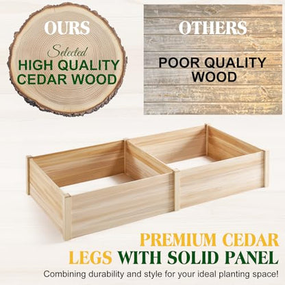 SPECRAFT 8x4 Ft Wood Raised Garden Bed, 15 Inch Deep Planter Box - size: 8x4 FT