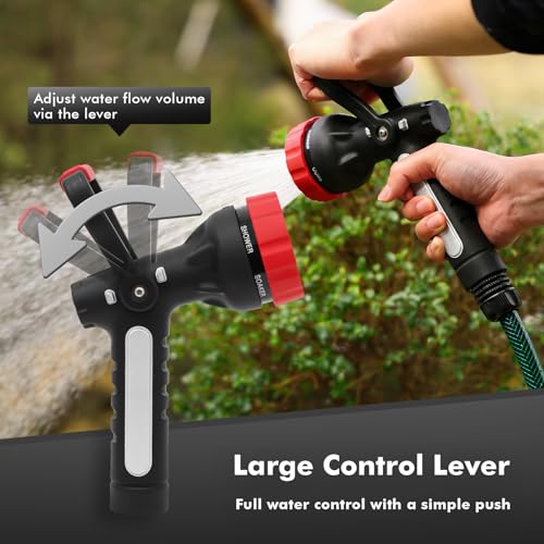 RESTMO Fireman Hose Nozzle Heavy Duty, Garden Hose Spray Nozzle for Outdoor - color: Red
