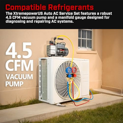 XtremepowerUS HVAC Vacuum Pump Manifold HVAC R134a, R12, R22, R410a, A/C Refrigeration R134, R134 Quick Connector AC Manifold Gauge Air Conditioner Oil Bottle w/Bag (4.5CFM) - size: 4.5CFM