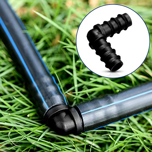 Maitys 32 Pcs Drip Irrigation Fittings Kit for Tubing 8 Tees 8 Elbows 8 Couplings and 8 End Cap Plugs, Irrigation Barbed Connectors for Drip Sprinkler Systems Flower Pot Garden Lawn(3/4 Inch)
