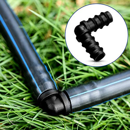 Maitys 32 Pcs Drip Irrigation Fittings Kit for Tubing 8 Tees 8 Elbows 8 Couplings and 8 End Cap Plugs, Irrigation Barbed Connectors for Drip Sprinkler Systems Flower Pot Garden Lawn(3/4 Inch)