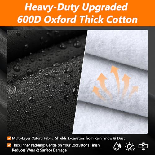 Mini Excavator Cover M 1.6-2.3 Ton, 6-Layer 600D Oxford Cotton Split Design - size: M - 1.6-2.3 Ton
