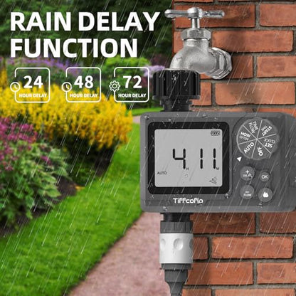 TiFFCOFiO Sprinkler Timer Outdoor, Digital Programmable for Garden Hose, Irrigrtion Timer with Rain Delay and Manual Mode (Water Volume Control, 2 Packs) - size: Water Volume Control, 2 Packs