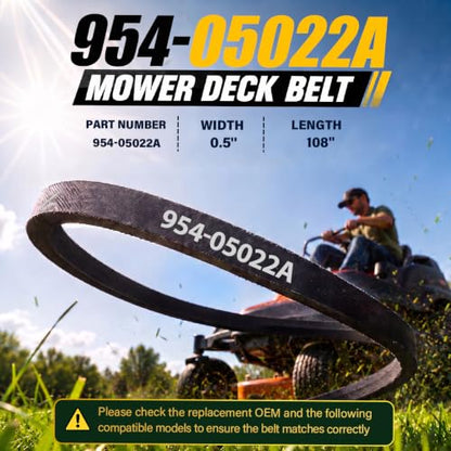 954-05022A Deck Belt 108" L x 0.5" Replacement for Cub Cadet Craftsman - size: 954-05022A
