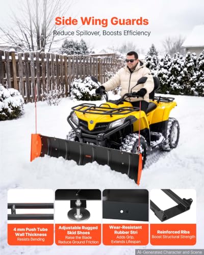 VEVOR Snow Plow Kit 43 in/60 in Width Adjustable Plow Attachment Side Wings - size: 43in-60in Adjustable, with Side Wings