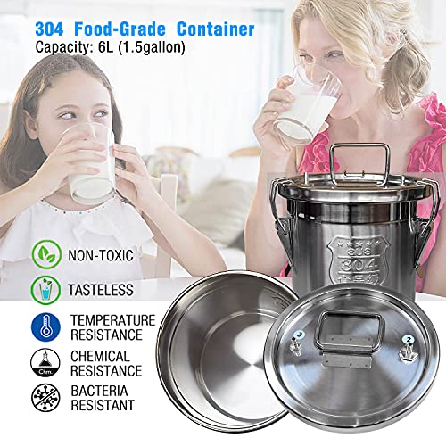 Milking Machine Accessory Stainless Steel Milk Bucket (6L) - size: 6L