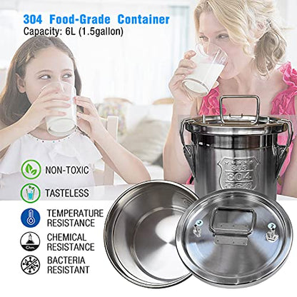 Milking Machine Accessory Stainless Steel Milk Bucket (6L) - size: 6L