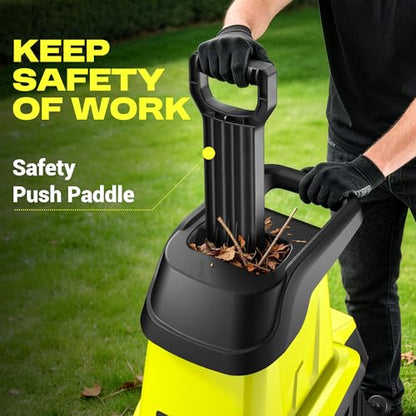 SILVEL Wood Chipper Shredder, 1800W Cutting Diameter of 1.77 inch with 10 Gallon Large Collection Bin, 15-Amp Electric Wood Chipper Shredder for Fast Cleanup, Ideal for Branches, Garden Cleaning,Green - size: Green
