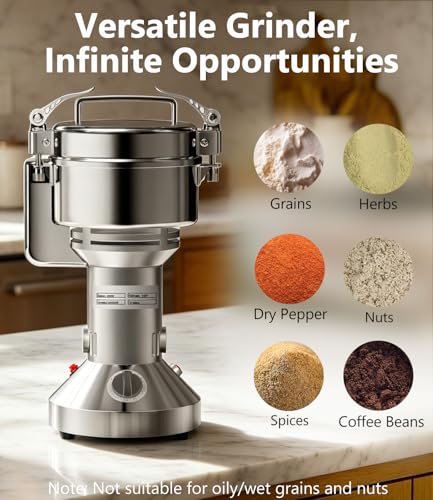 Electric Grain Mill 550g Flour Mill Home for Wheat Corn Rice Spices Herbs - size: 550g