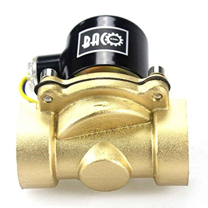 BACOENG 1" DC12V Electric Solenoid Valve (NPT, Brass, Normally Closed) - size: 1"NPT-Brass
