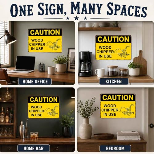 Caution Wood Chipper in Use Aluminum Metal Sign 8 x 12 Inch