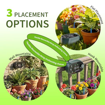 Solar Drip Irrigation System Kit, Auto Plant Waterer for 15 Pots