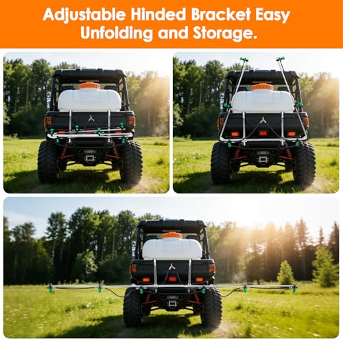 6-Nozzle Foldable Boom Sprayer with 2 Heavy-Duty Hooks– 122" Coverage for ATV/UTV, Adjustable Spray Patterns, Easy-Transport Folding Design