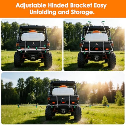 6-Nozzle Foldable Boom Sprayer with 2 Heavy-Duty Hooks– 122" Coverage for ATV/UTV, Adjustable Spray Patterns, Easy-Transport Folding Design