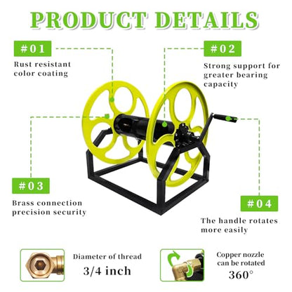 300FT Wall/Floor Mount Garden Hose Reel with Crank, for 5/8"