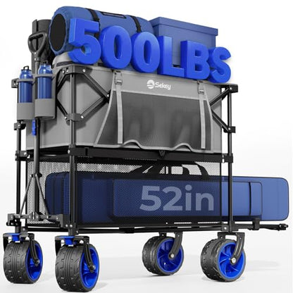 Sekey 400L Double-Decker Wagon, 500 lb Capacity, 50 in Extender - color: Gray