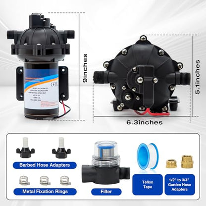 12 Volt Sprayer Pump, Soft Wash Pump, 5.5GPM, 60PSI 10 Amps - size: 5.5GPM