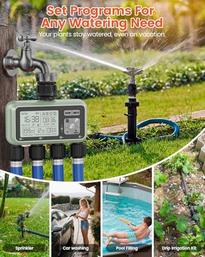 4 Zone Sprinkler Timer, Programmable Water Timer for Garden Hose - size: 4 Outlet