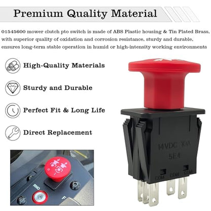 01545600 Mower Clutch PTO Switch, 5 Terminals, Upgrade Blade Clutch Switch Fit for Gravely/Ariens/ProMaster PM100 EZR 1540 1542 1648 1740 1742 1842 2048 Series - color: 01545600