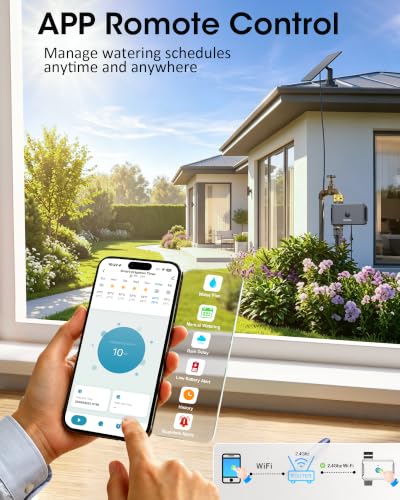Solar WiFi Water Timer,Solar Hose Timer for Garden,365Day Power,Brass Value - size: 1 Zone-Solar-Brass