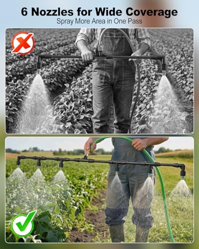 6-Nozzle Boom Wand for ATV Sprayers, 7.5 Ft Poly Spray Bar, 3/8" Brass