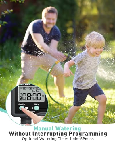 RAINPOINT Sprinkler Timer with 3 Individual Programs, Brass Inlet Water Timer for Garden Hose, Sprinkler Controller, Automatic/Manual Irrigation System for Lawn & Yard Watering, 1 Outlet