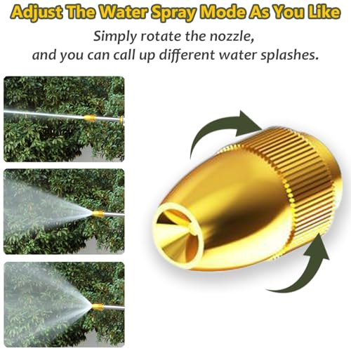 Heavy Duty Garden Hose Nozzle Sprayer - 100% Metal High Pressure Water Gun with Adjustable Spray Modes, Brass Tip & Quick Connectors, Non-Slip Grip for Watering Plants, Lawn, Car Wash & Patio Cleaning