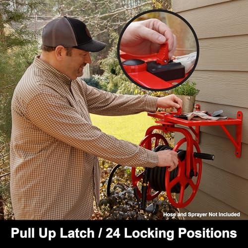 Liberty Garden Revolution Hose Reel with Pull Up Latch, Red - style: Revolution, Pull Up Latch