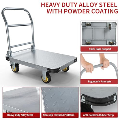 YITAMOTOR 2000 LBS Heavy Duty Platform Truck Push Cart Dolly (36" x 24")