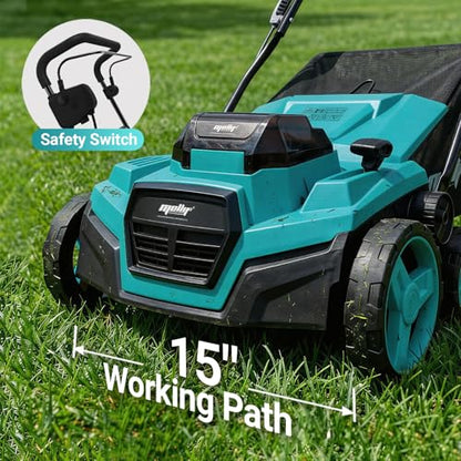 Cordless Lawn Dethatcher and Scarifier Compatible with Makita 18V Battery - color: Blue