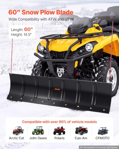 VEVOR Snow Plow Kit 60 in Universal Plow Attachment 3 Mount Options Black - size: 60in