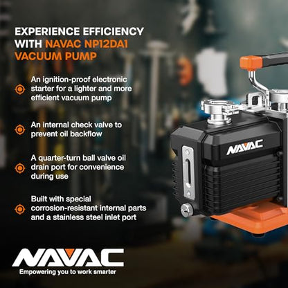 NAVAC NP12DA1 Ammonia Vacuum Pump - 12 CFM, 5 Microns, Dual Stage - style: NP12DA1