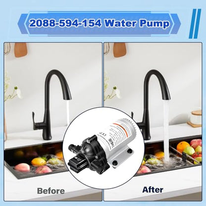 2088-594-154 Industrial Diaphragm Water Pump,115V 45PSI/3.1Bar 3.3GPM/11.4LPM 198GPH Industrial Pump,1/2in Portable Electric Utility Industrial Pump for Beverage and Water Applications - color: Silver3